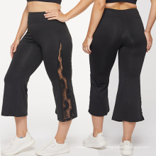 Manufacturer Plus Size Capri Pants Spandex Black Mesh Leggings High-Waisted Women Flare Pants For Yoga